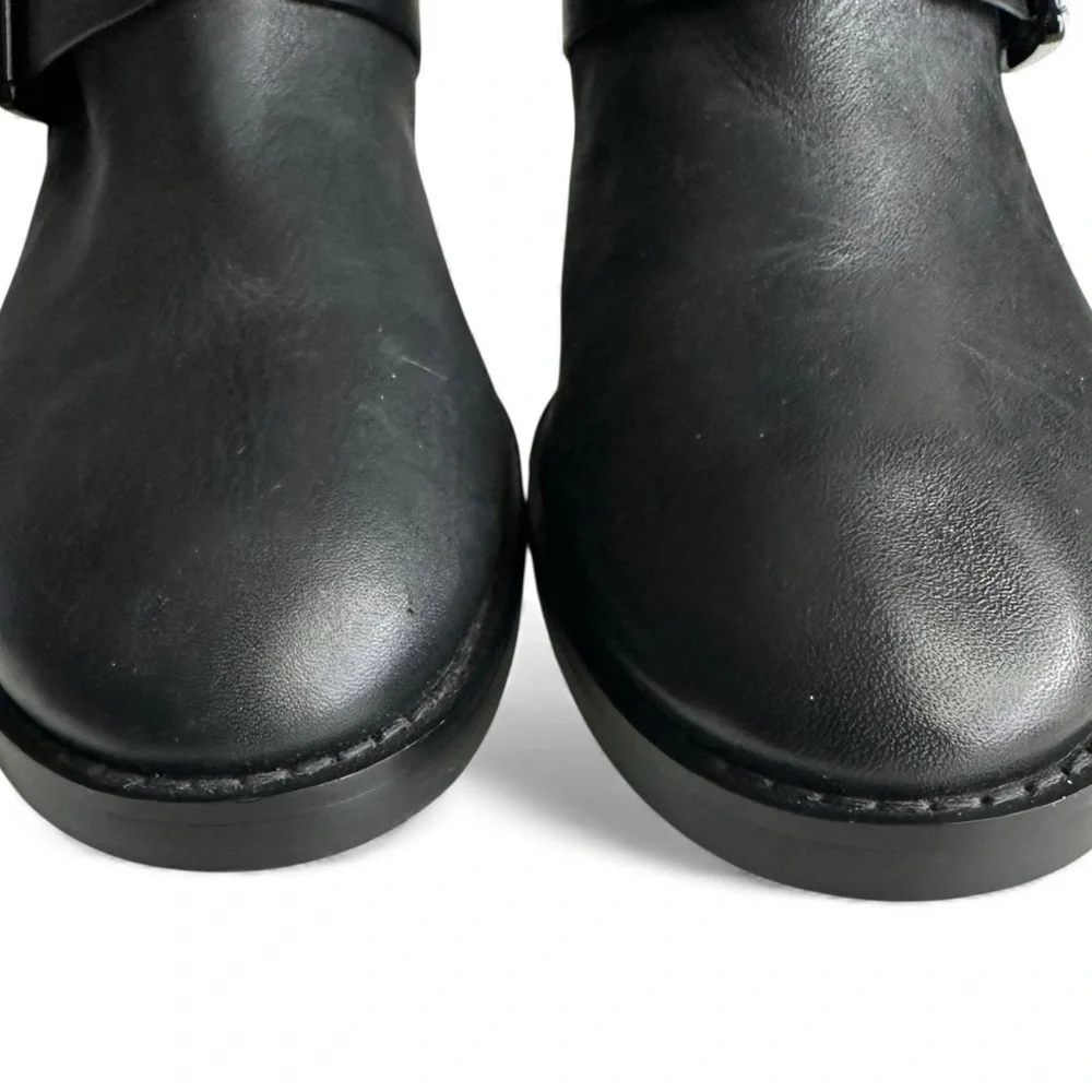 Michael Kors Reeves Studded Moto Boots Black Leather Dark Academia Biker Size 7